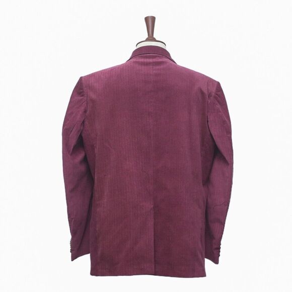 Mens Blazer Burgundy Velvet Dress Formal Party Jacket Wedding Sport Coat 46R - Picture 2 of 7